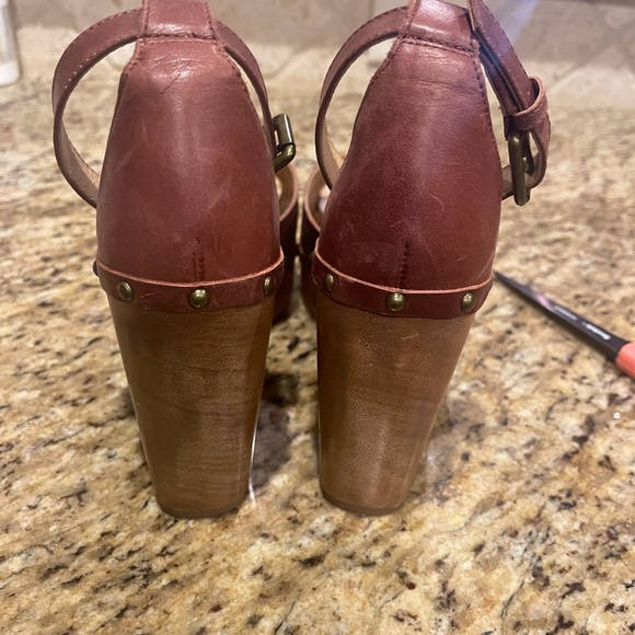 Lucky Brand Nelora Wooden Platform Leather Sandals 8.5 - Picture 1 of 12